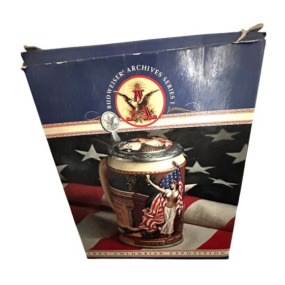 Budweiser Archive Series Beer Stein 1983 Colombian Exposition Ceramic New Box - Picture 4 of 12